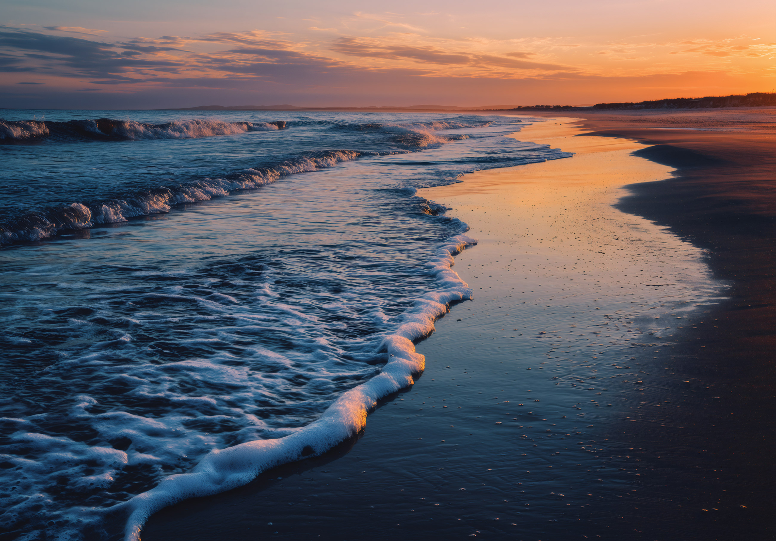 Фототапет Морски залез с вълни и златен хоризонт